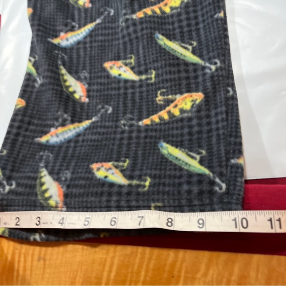 Fishing gray fleece cozy PANTS LOUNGE PJS stretchy Tie Waist Pockets NorthCrest - Picture 8 of 13